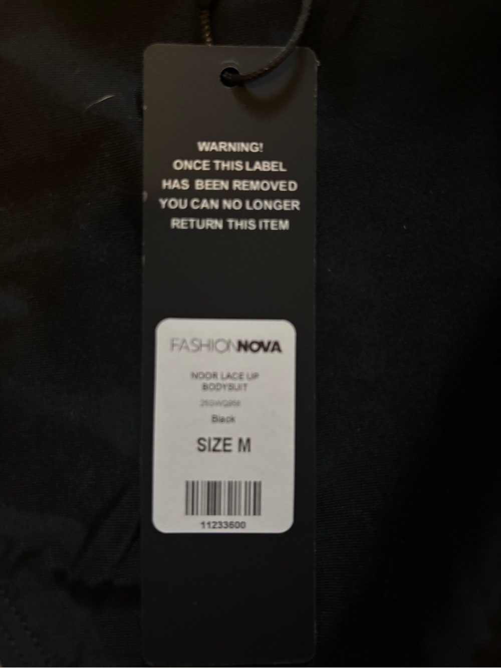 Fashion Nova Black Lace-Up Bodysuit M NWT - Picture 5 of 5